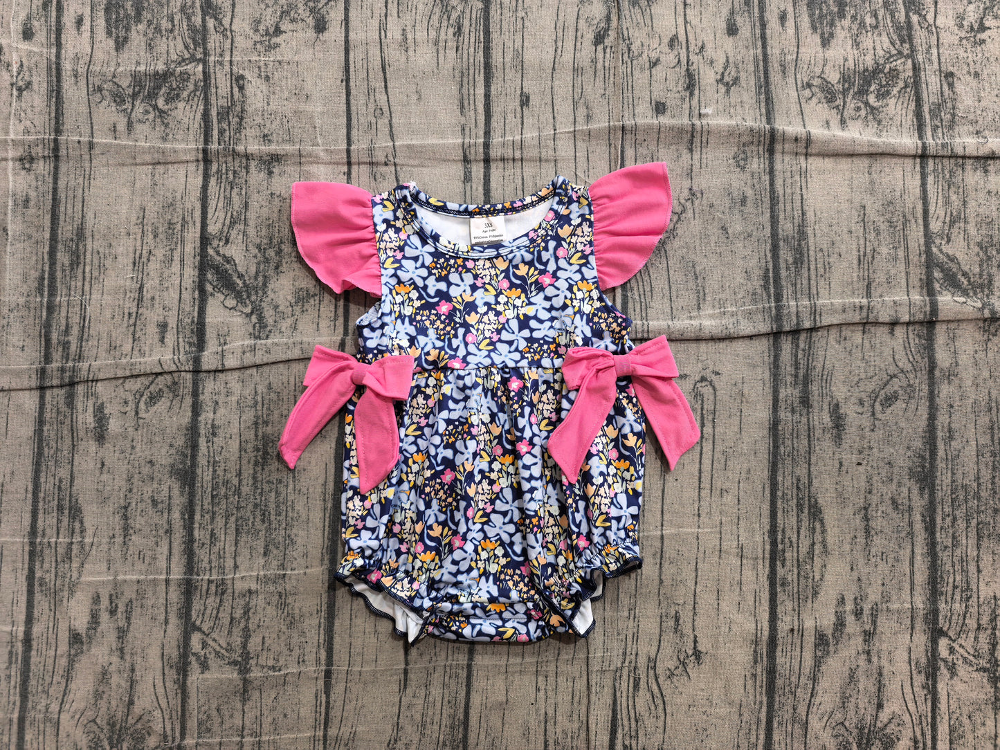 Blue flowers print toodle girl summer romper preorder
