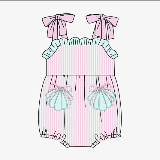 Scallop print toodle girl summer romper preorder