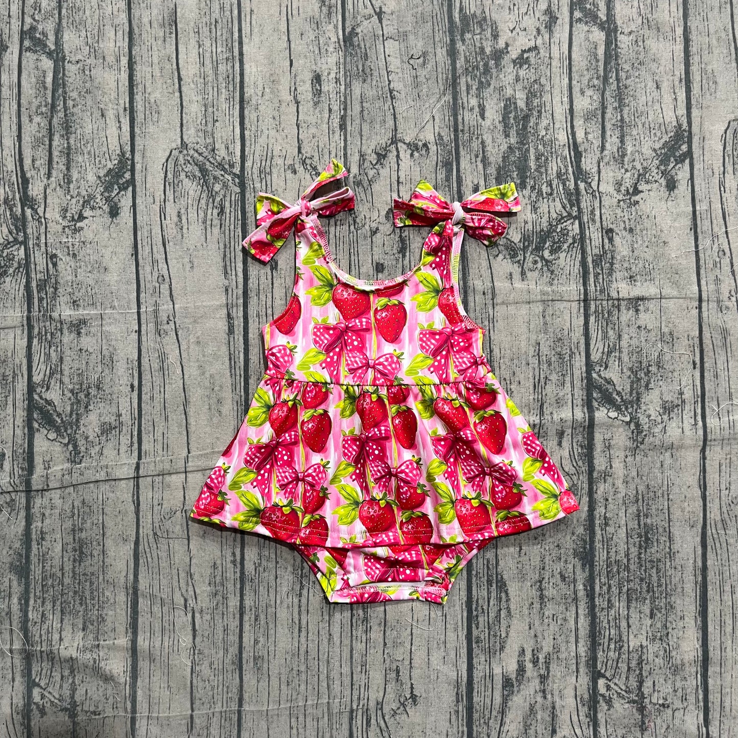 Strawberry print toodle girl summer romper preorder