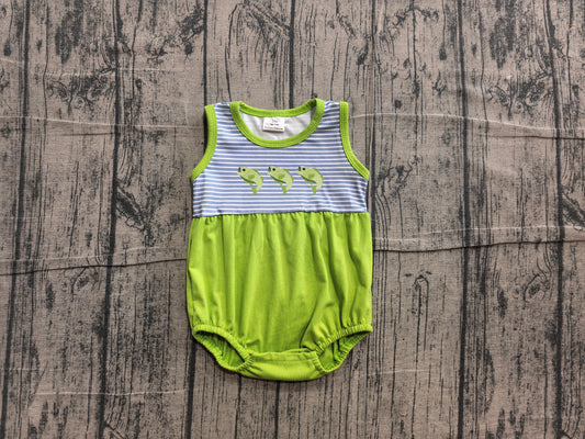 Embroidery Fishing print toodle boy summer romper preorder