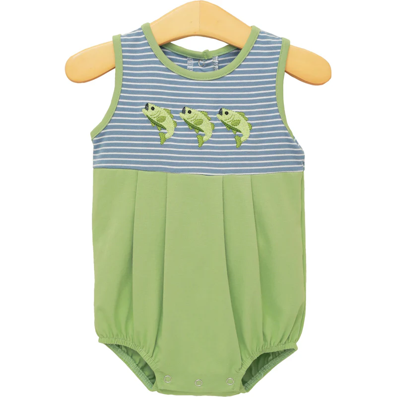 Fishing print toodle boy summer romper preorder