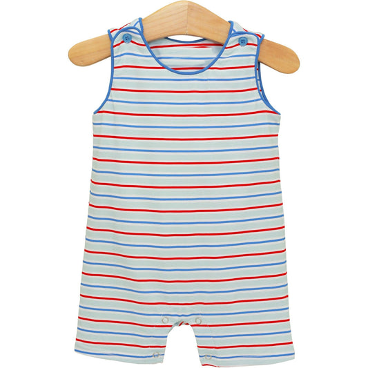 Red blue stripes color toddle boy summer romper preorder