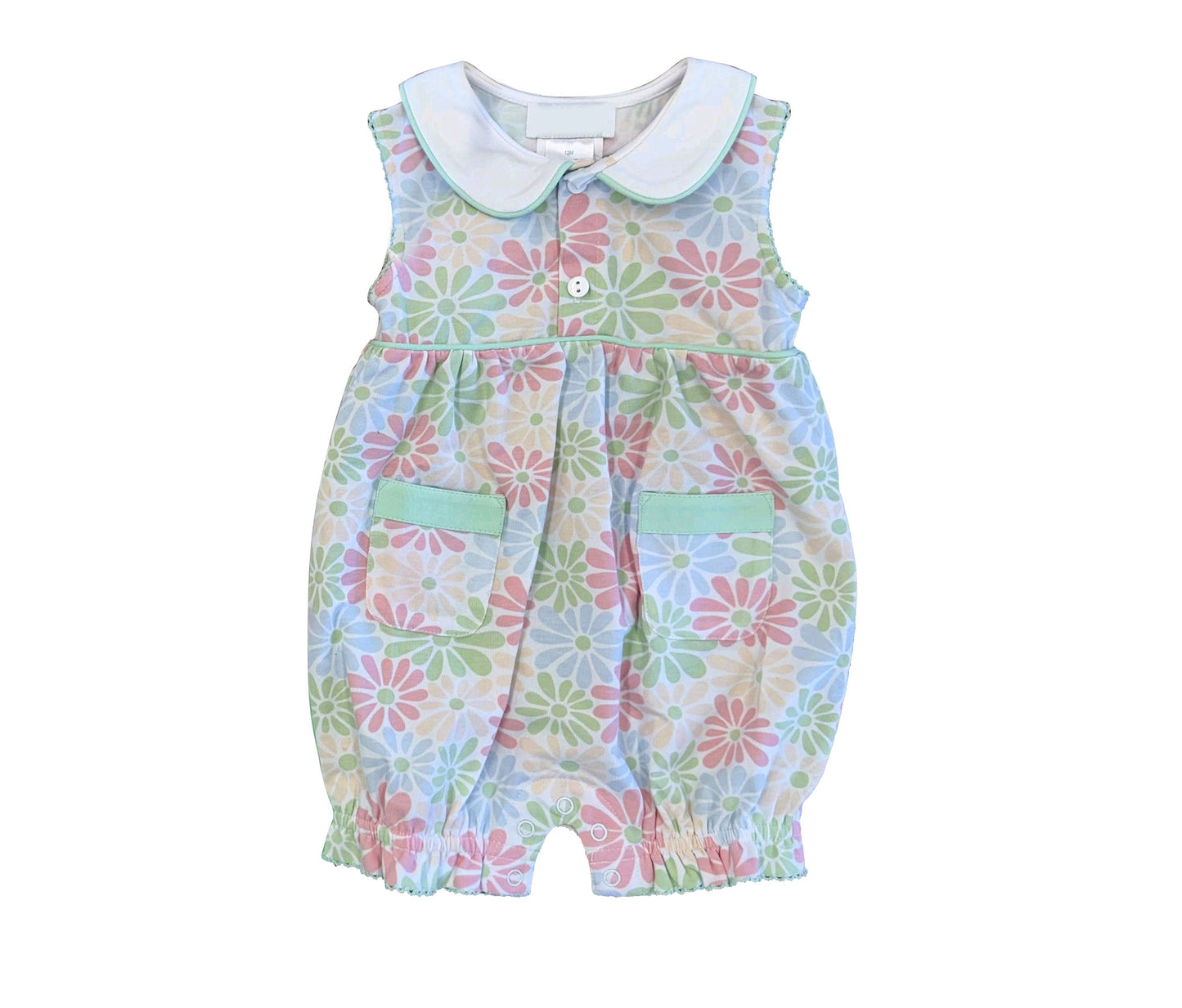 Pink green flowers toddle girls summer romper preorder
