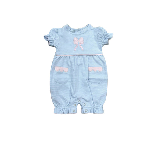 Pink bow toddle girls summer romper preorder