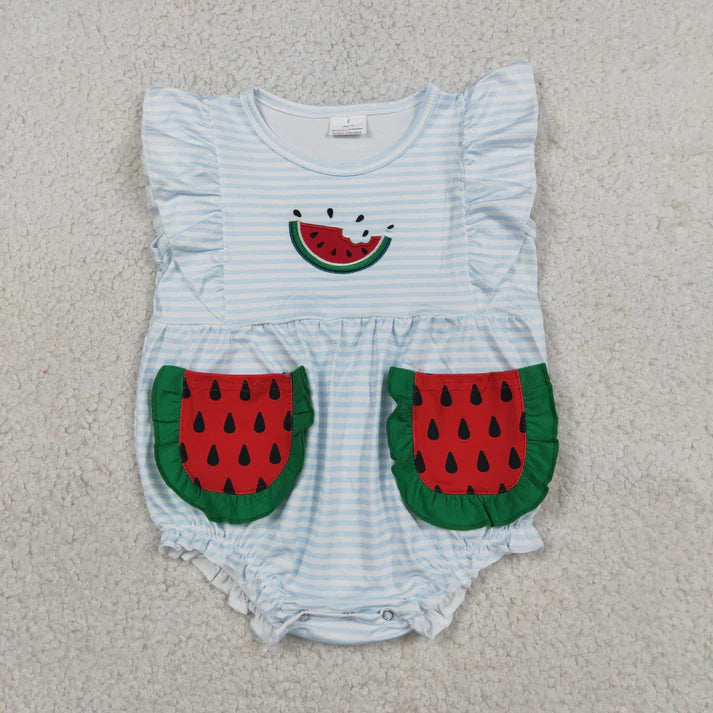 Embroidery Watermelon top matching shorts toddle baby girl outfit