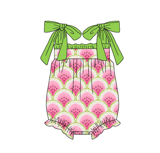 Watermelon print infant baby girl summer romper preorder