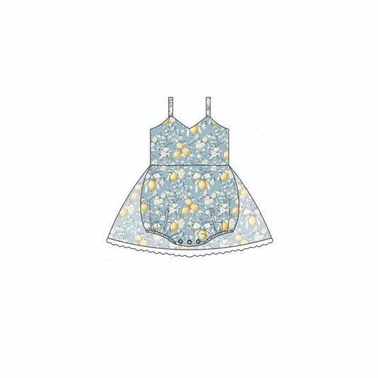 Lemon print infant baby girls summer romper preorder