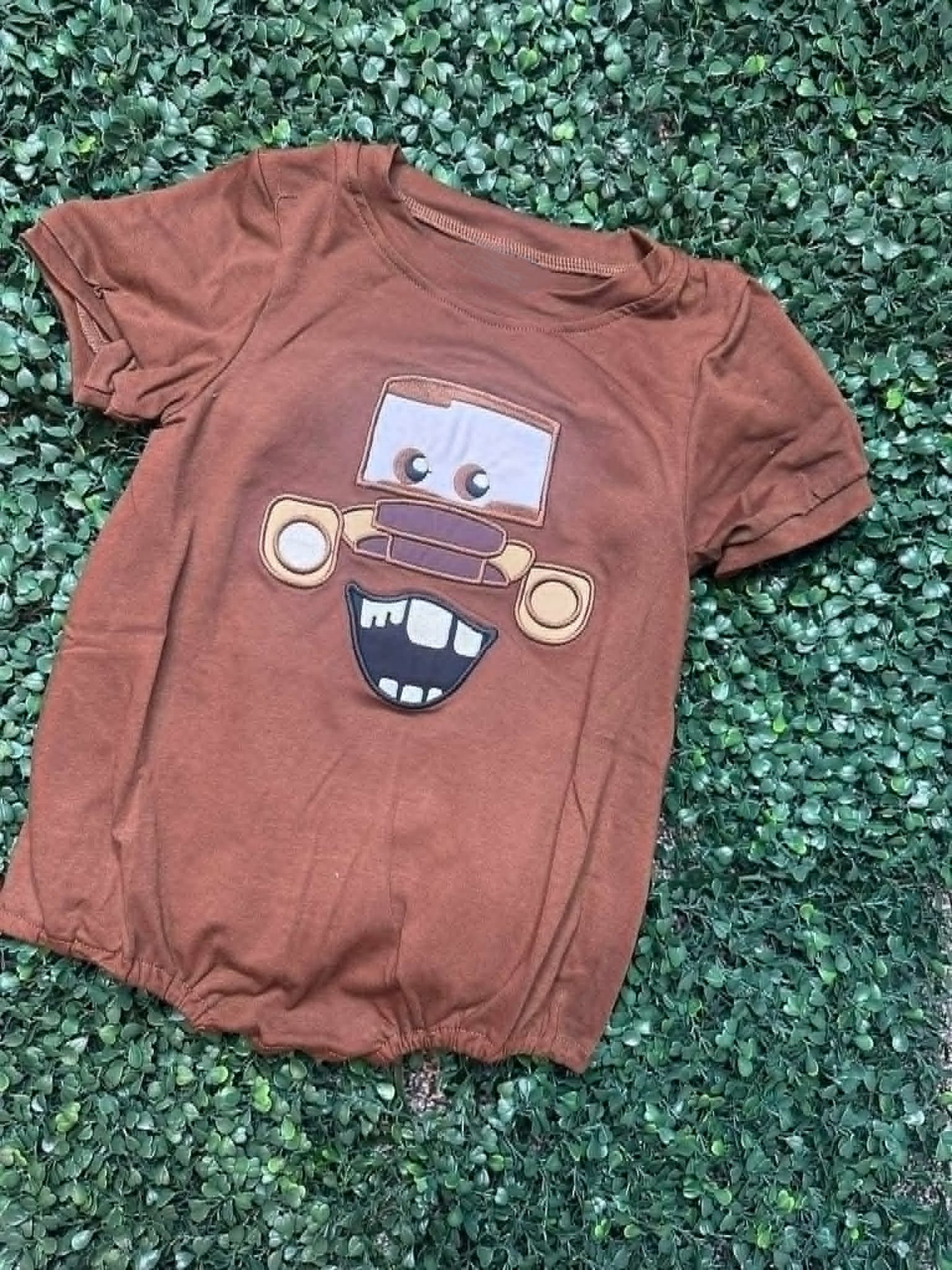 Infant baby boy brown color summer romper preorder
