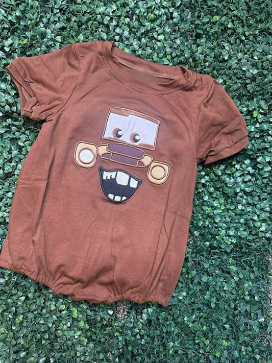 Infant baby boy brown color summer romper preorder