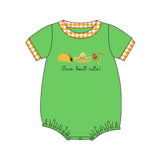 Taco print infant baby boy summer romper preorder