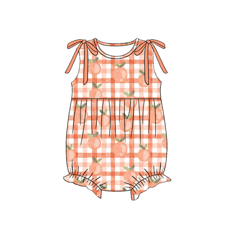 Peach print infant baby girl summer romper preorder