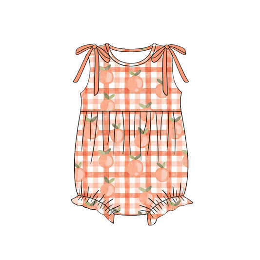 Peach print infant baby girl summer romper preorder