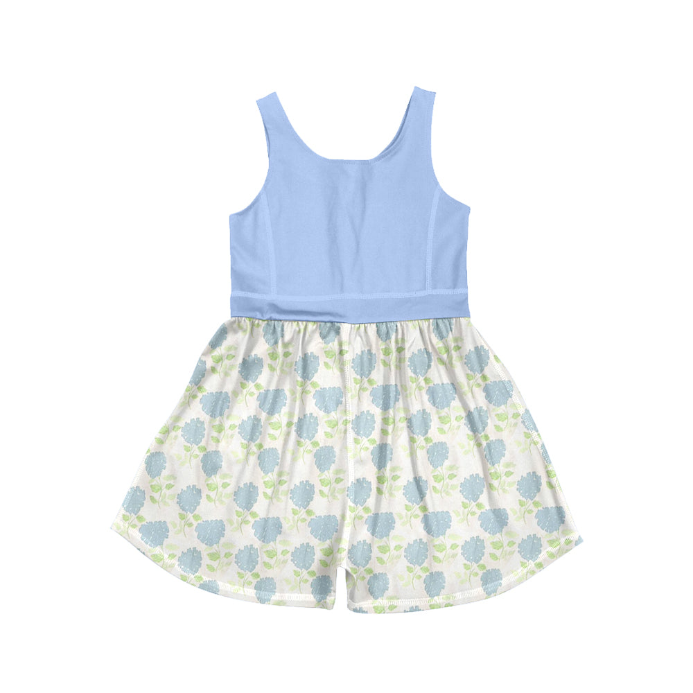 Blue flowers design girls summer yoga jumpsuit preorder