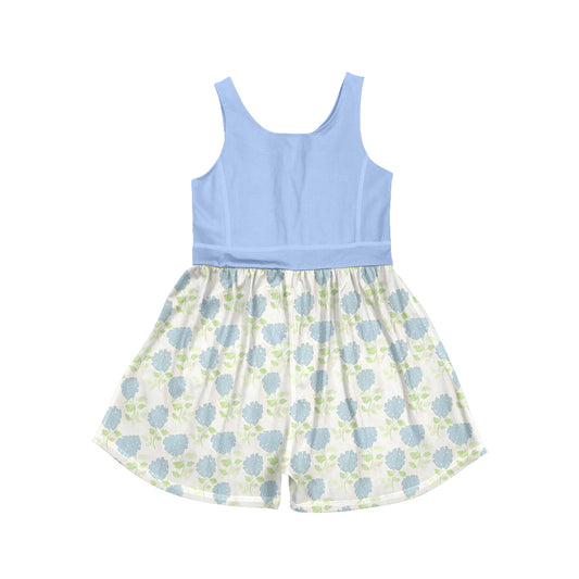 Blue flowers design girls summer yoga jumpsuit preorder