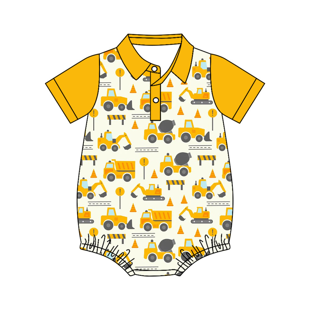 Toddle baby boy construction design summer romper preorder