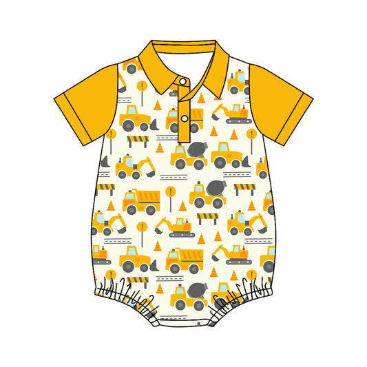 Toddle baby boy construction design summer romper preorder