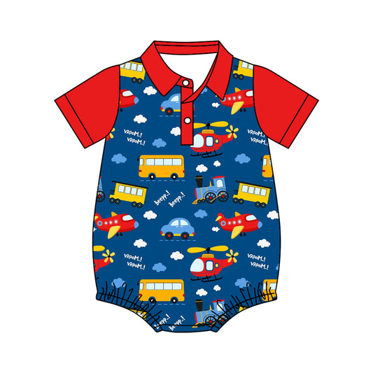 Toddle baby boy plane bus design summer romper preorder