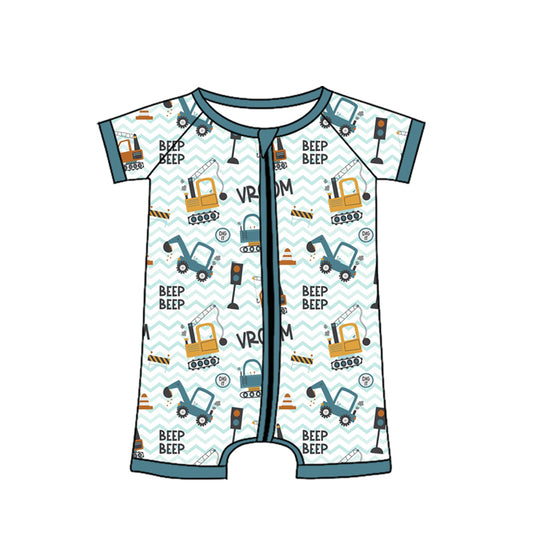 Toddle baby boy construction design summer romper preorder