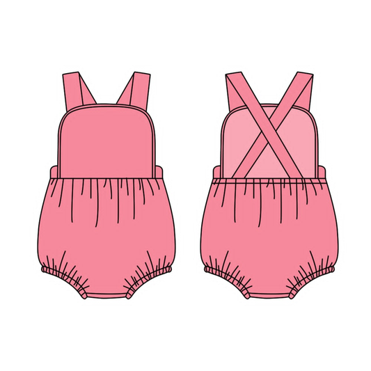 Toddle baby girl coral color romper preorder