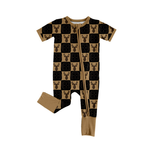 Toddle baby boy deer print zip romper preorder