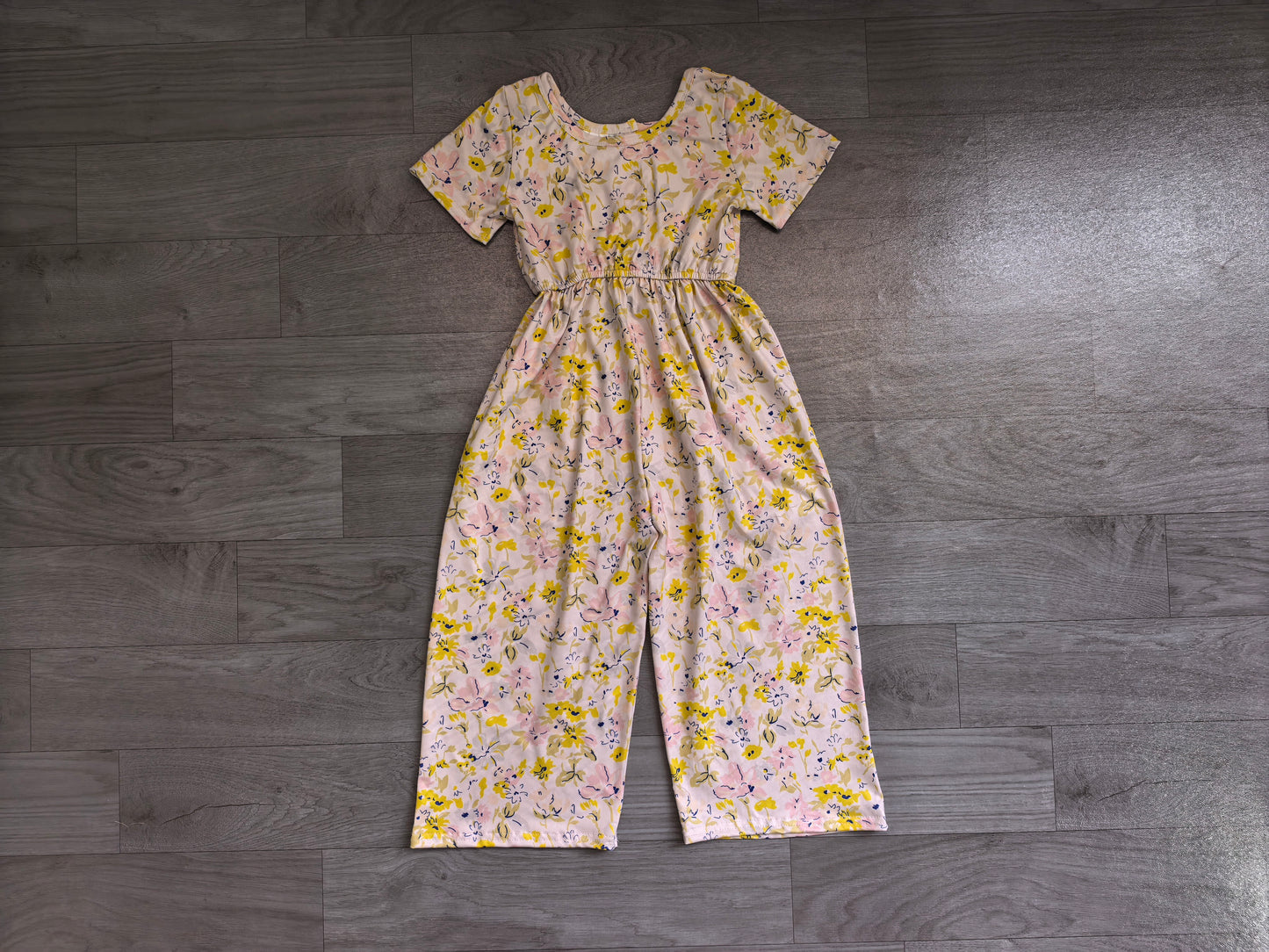 Yellow flowers design girls summer  jumpsuit preorder