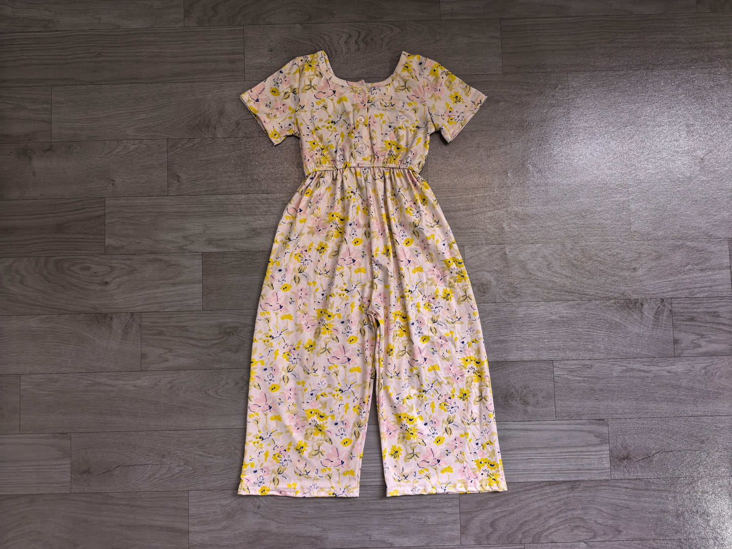 Yellow flowers design girls summer  jumpsuit preorder