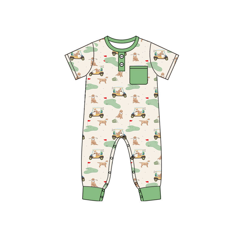 Toddle baby boy dog golf short sleeve romper preorder