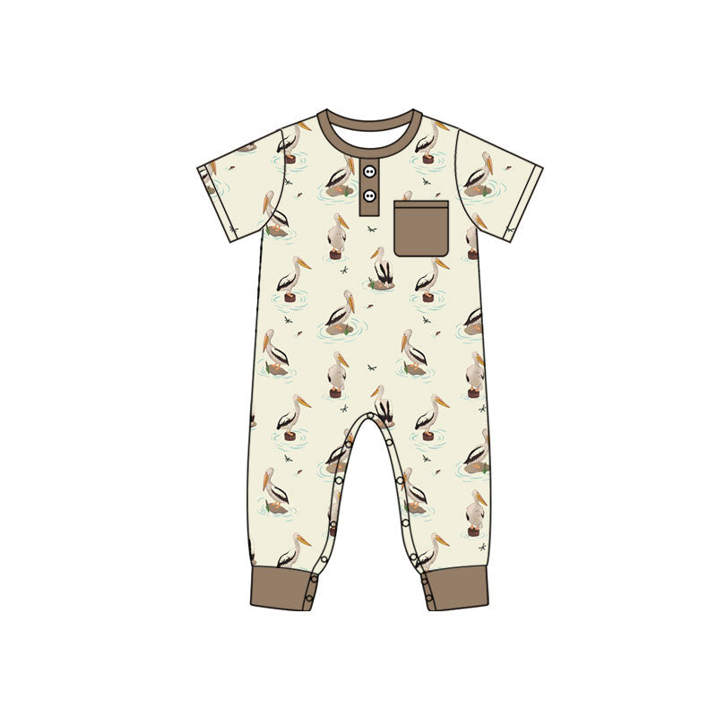 Toddle baby boy pelican print  short sleeve romper preorder