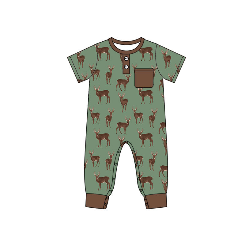 Toddle baby boy deer print short sleeve romper preorder