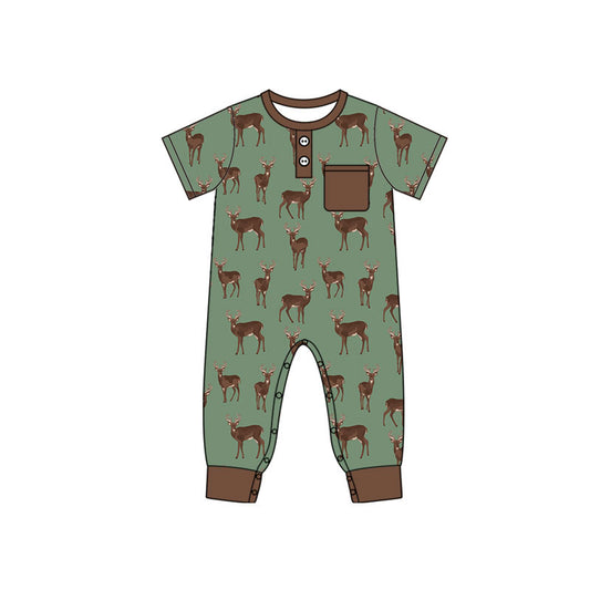 Toddle baby boy deer print short sleeve romper preorder