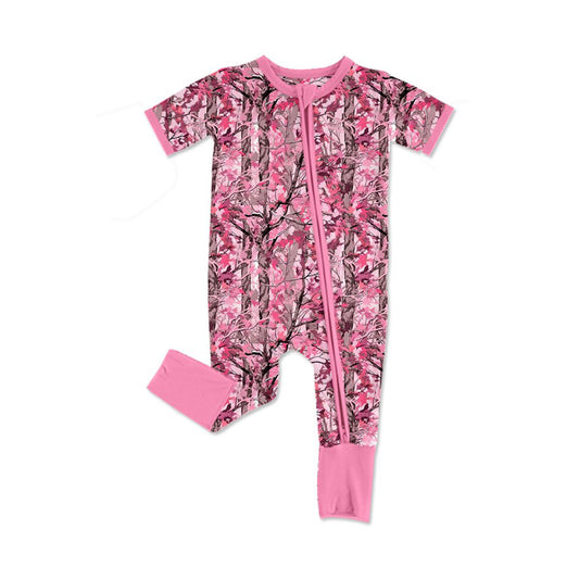 Toddle baby pink camo print short sleeve romper preorder