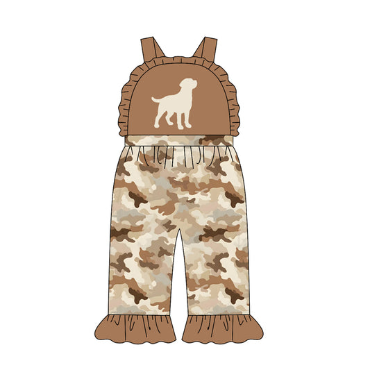 Dog brown camo design girls summer  jumpsuit preorder