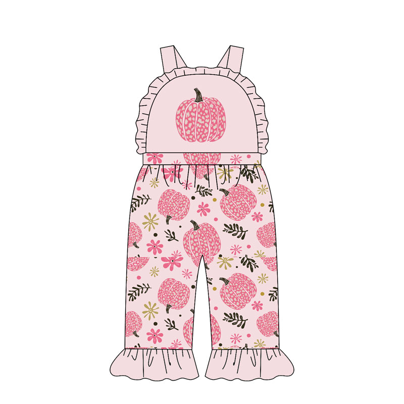 Leopard pumpkins design girls summer jumpsuit preorder