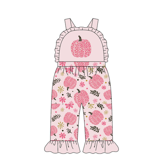 Leopard pumpkins design girls summer jumpsuit preorder