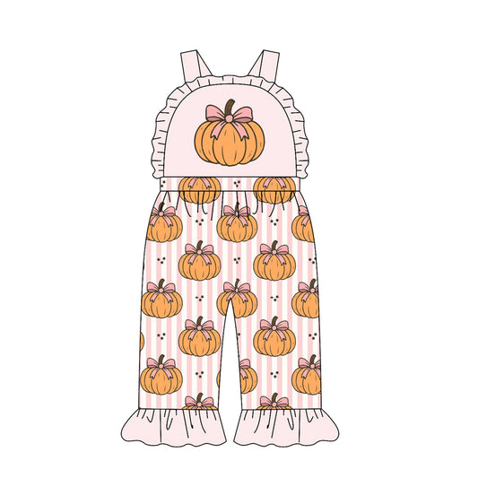 Fall  pumpkins design girls summer jumpsuit preorder