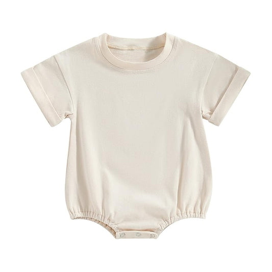 Toddle baby boy short sleeve cream color romper preorder