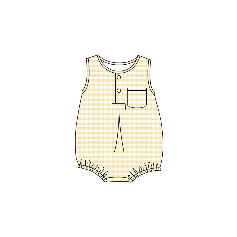 Yellow plaid toddle boy summer romper preorder