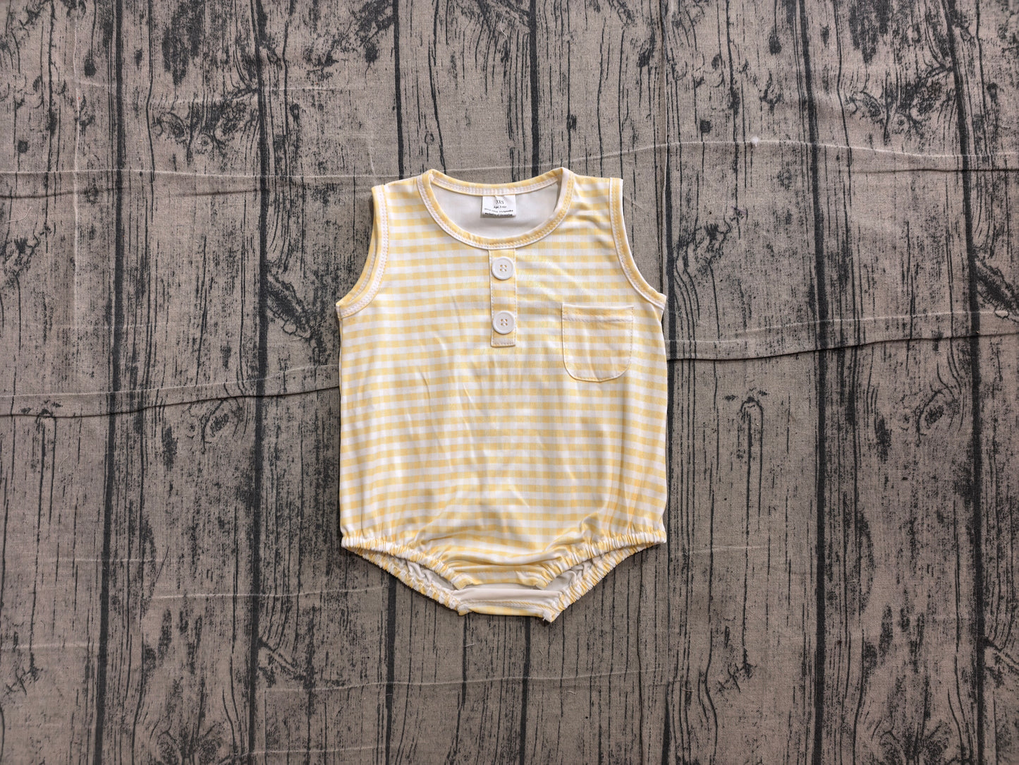 Yellow plaid toddle boy summer romper preorder