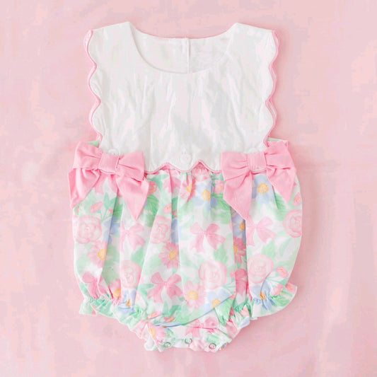 Toddle baby girl pink bow romper preorder