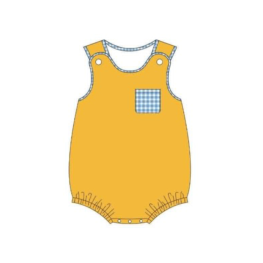 Toddle baby girl blue plaid summer romper preorder