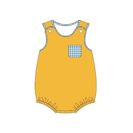 Toddle baby girl blue plaid summer romper preorder
