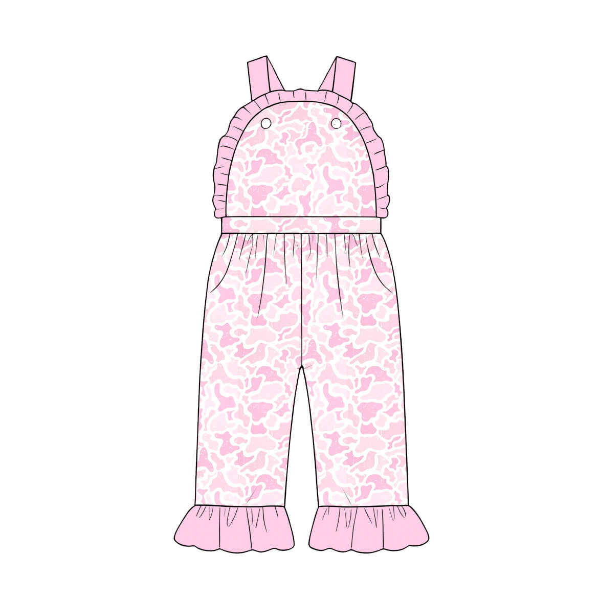Toddle baby girl pink camo jumpsuit preorder