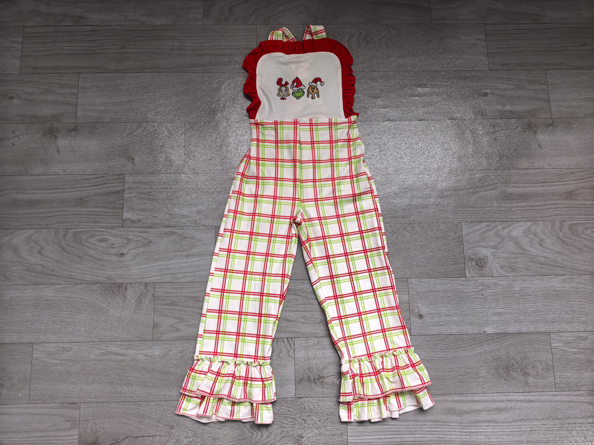 Christmas holiday green face  jumpsuit preorder