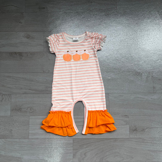 Toddle baby girl fall embroidery pumpkins design romper preorder