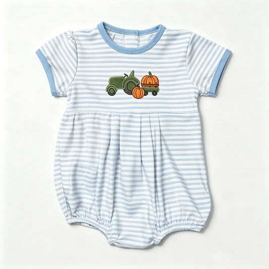 Toddle baby boy fall pumpkins truck design romper preorder