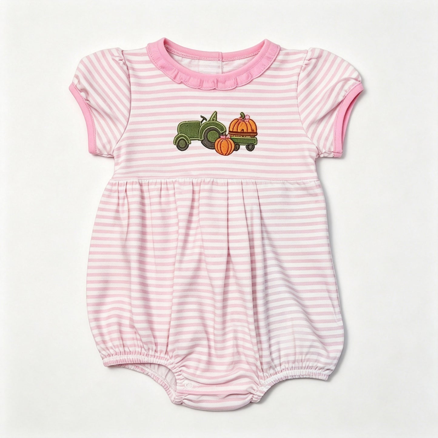 Toddle baby girl fall pumpkins truck design romper preorder