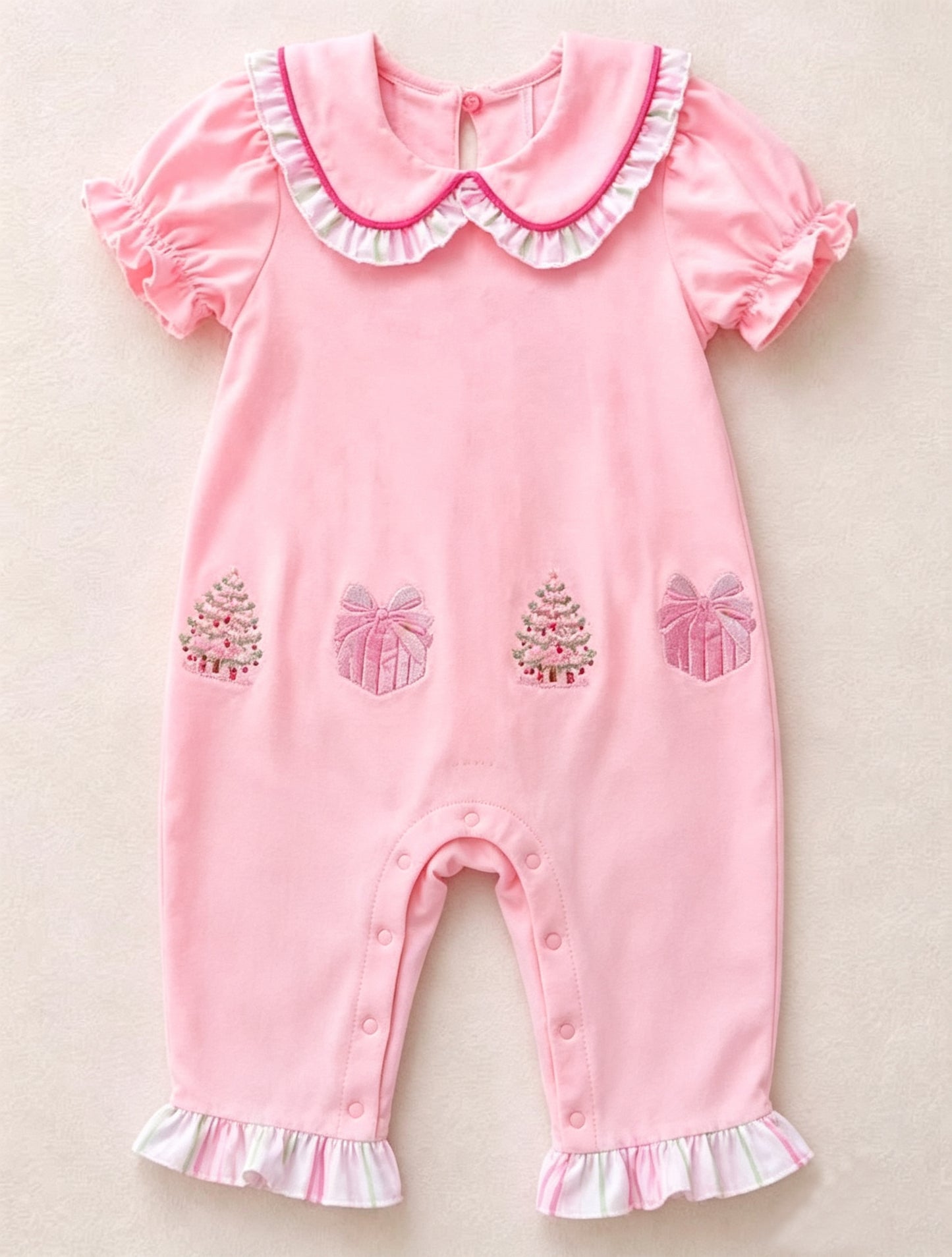 Toddle baby girl long sleeve Christmas tree romper preorder