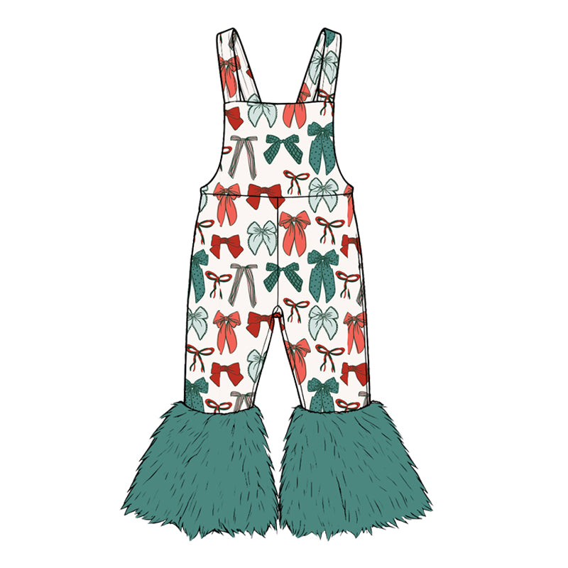 Toddle girls Christmas red green bow jumpsuit preorder