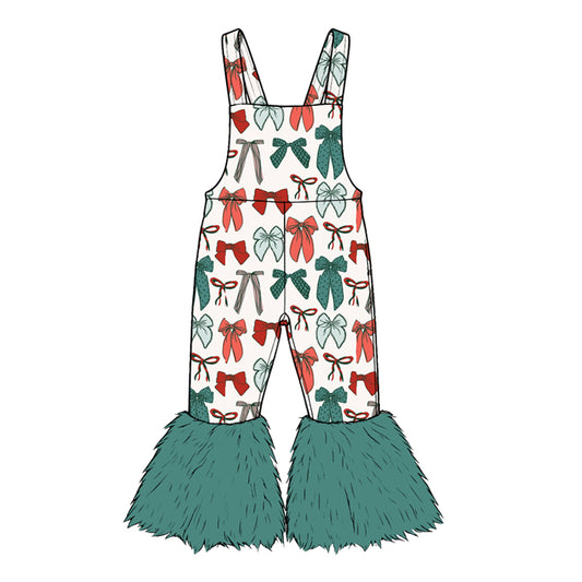 Toddle girls Christmas red green bow jumpsuit preorder