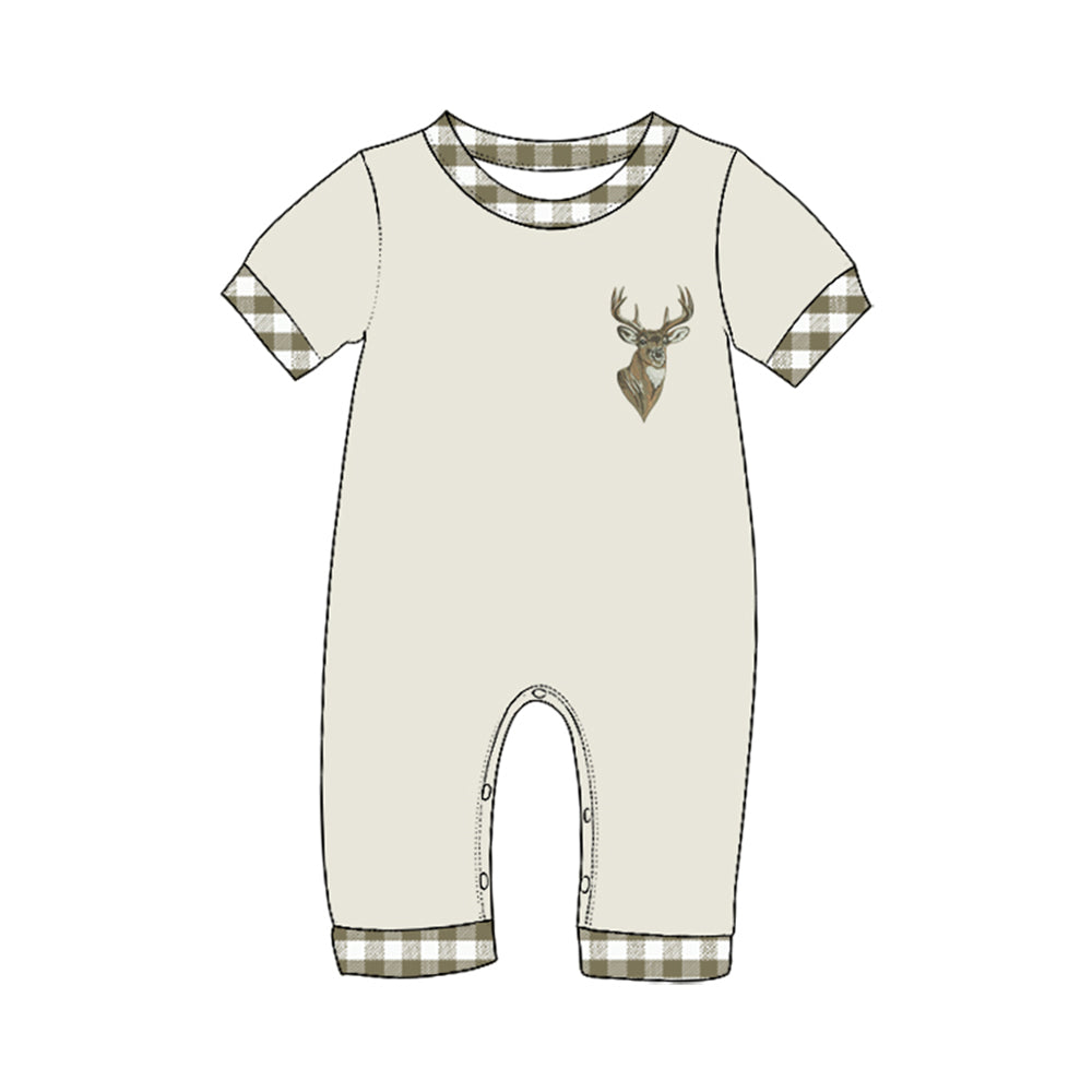 Deer print toddle baby boy short sleeve romper preorder